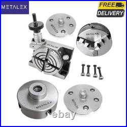 4 Rotary Table + 65mm 3 Jaw SC + 70mm 4 Jaw Independant Chuck + 2 x Backplates