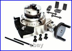 4 Rotary Table H/V With M6 Clamp Kit & Small Chuck 65 Mm 3 Jaws