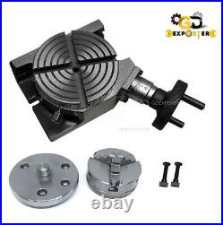 4 Rotary Table Vertical Horizontal and 100mm With 65mm 3 Jaw Chuck & Backplate