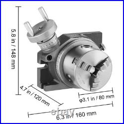 4 Rotary Table for Milling Machine, HT250 Cast Iron, 3-Jaw Chuck & T-Bolts