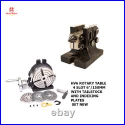 4 Slot 6 150 mm With Tailstock And Indexing Plates Set HV6 Rotary Table USA