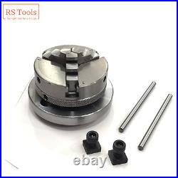 4'' Tilting Rotary Table with 65mm 3 jaw Self Centering Chuck And Backplate USA