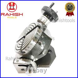 4'' Tilting Rotary Table with 65mm 3 jaw Self Centering Chuck & Back Plate USA