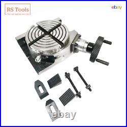 4 inch HV Rotary Table With 4 Jaw 70 mm Chuck Plus Backplate T-nuts + M6 Clamp