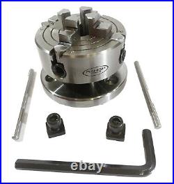 4 inch HV Rotary Table With 70 mm Chuck 4 Jaw Plus Backplate T-nuts + M6 Clamp