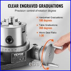 4in/100mm 3.1in/80mm 3-Jaw Chuck Rotary Table, Horizontal & Vertical Use