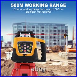 500m Self-leveling Red Laser Level 360 Rotating Rotary with Tripod Staff
