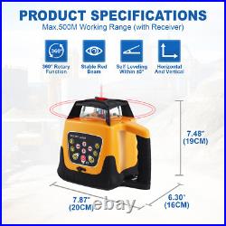 500m Self-leveling Red Laser Level 360 Rotating Rotary with Tripod Staff