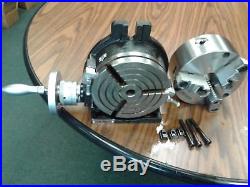 6 HORIZONTAL & VERTICAL ROTARY TABLE w. 6 3-jaw chuck front mount, #TSL6-3-slot