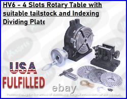 6 Inch 150 mm HV6 Rotary Table, Dividing Plates & Tailstock Set- Ship From USA