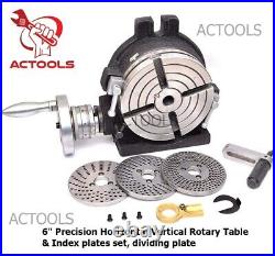 6 Precision Rotary Table Horizontal Vertical & Index plate set dividing plate