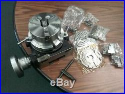 6 precision HORIZONTAL & VERTICAL ROTARY TABLE w 3jaw chuck & index plates-new