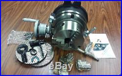 8 PRECISION HORIZONTAL & VERTICAL ROTARY TABLE w. 3jaw chuck & index plates-new