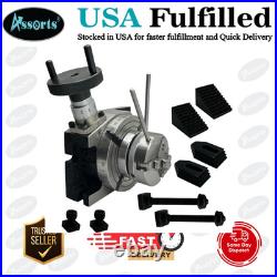 Assorts 4 100mm Rotary Table Horizontal Vertical with 3 Jaw Chuck Clamp Kit
