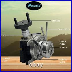 Assorts 4 100mm Rotary Table Horizontal Vertical with 3 Jaw Chuck Clamp Kit
