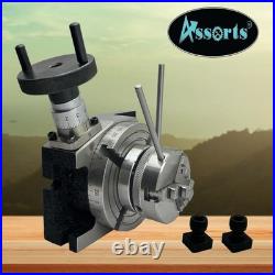 Assorts 4 100mm Rotary Table Horizontal Vertical with 3 Jaw Chuck Clamp Kit