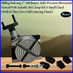 Assorts 4 100mm Rotary Table Horizontal Vertical with 3 Jaw Chuck Clamp Kit