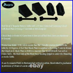 Assorts 4 100mm Rotary Table Horizontal Vertical with 3 Jaw Chuck Clamp Kit