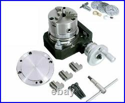 HV4 (110 MM) Rotary Table+100 mm 3 Jaws chuck+Reversible jaws+Back Plate+T-nuts