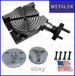 HV4 Rotary Table With 50mm 3 Jaw Self Centering Chuck Lathe Back plate Tee Nut