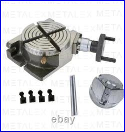 HV4 Rotary Table With 50mm 3 Jaw Self Centering Chuck Lathe Back plate Tee Nut
