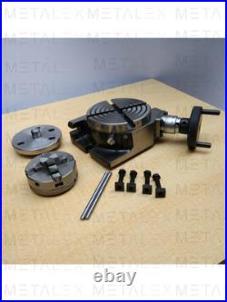 HV4 Rotary Table With 50mm 3 Jaw Self Centering Chuck Lathe Back plate Tee Nut