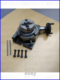 HV4 Rotary Table With 50mm 3 Jaw Self Centering Chuck Lathe Back plate Tee Nut