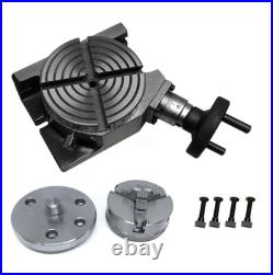 HV4 Rotary Table With 65mm 3 Jaw Self Centering Chuck Lathe Back plate Tee Nut