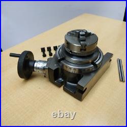 HV4 Rotary Table With 65mm 3 Jaw Self Centering Chuck Lathe Back plate Tee Nut