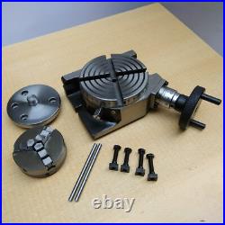 HV4 Rotary Table With 65mm 3 Jaw Self Centering Chuck Lathe Back plate Tee Nut