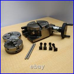 HV4 Rotary Table With 65mm 3 Jaw Self Centering Chuck Lathe Back plate Tee Nut