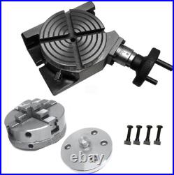 HV4 Rotary Table With 65mm 4 Jaw Self Centering Chuck Lathe Back plate Tee Nut