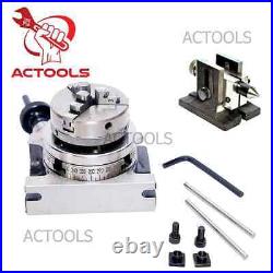 HV 3Rotary Table And With 65mm 3 Jaw Self Chuck+ M6 Tailstock+ Backplate+ TNuts