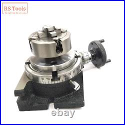 HV 4 Rotary Table With 4 Jaw 70mm Independent Chuck Lathe + Backplate T-nuts