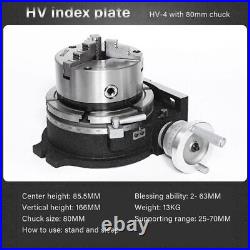 HV-4 With80mm Chuck Vertical Horizontal Indexing Plate Rotary Table Indexing Head