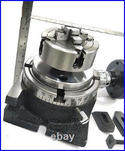 HV MILLING 4/ 100 ROTARY TABLE With SMALL CHUCK, BACK PLATE & M6 CLAMP KIT- USA