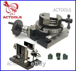 H/V 4 Milling Slots 3Inch Rotary TableWith Tailstock And Vice 80 mm Round Vise