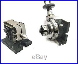 Horizontal Vertical Milling Indexing 4100 Rotary Table+tailstock+50mm 4jaw Self