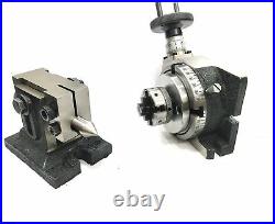 Horizontal Vertical Milling Indexing 4/100 Rotary Table+tailstock 50mm 4jaw