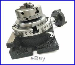 Horizontal Vertical Milling Indexing 4/100 Rotary Table+tailstock 65 MM 3jaw
