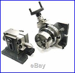 Horizontal Vertical Milling Indexing 4/100 Rotary Table+tailstock 70 MM 4 Jaw