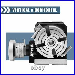 Horizontal Vertical Rotary Table 4/ 100mm 4 Slots for Milling Machine