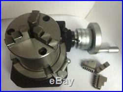 Hv4 (110 Mm) Horizontal Vertical Rotary Table + 80 MM 3 Jaws Chuck+back Plate