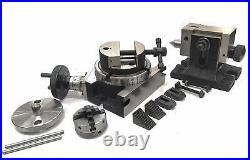 Hv 4rotary Table & M6 Clamp Kit & Tailstock (with 50 MM 4 Jaw Self Chuck)