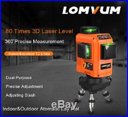 LOMVUM Laser Level 360 Rotary Self Auto Leveling Horizontal Vertical Cross Line