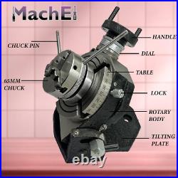 MachEl Precision 4/100mm Tilting Milling Rotary Table with 65mm 3-Jaw Self-Cent MachEl Precision 4/100mm Tilting Milling Rotary Table with 65mm 3-Jaw Self-Cent