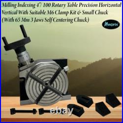 thumbnail image 2 of 4-Inch Rotary Table With 3-Jaw Chuck - Precision Milling Indexing Table For Horizontal & Vertical Use 2 of 5