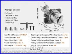 Milling Rotary Table 4''/100mm Horizontal Vertical with 3-Jaw Chuck Indexing