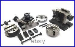 New 3/80mm Rotary Table M6 Clamp Kit, Round Vice 70mm 4 Jaw Independent Chuck