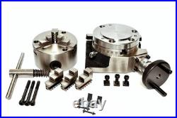 New 4 Rotary Table with 80mm Self Centring Chuck and Backplate Clamping Kit Set